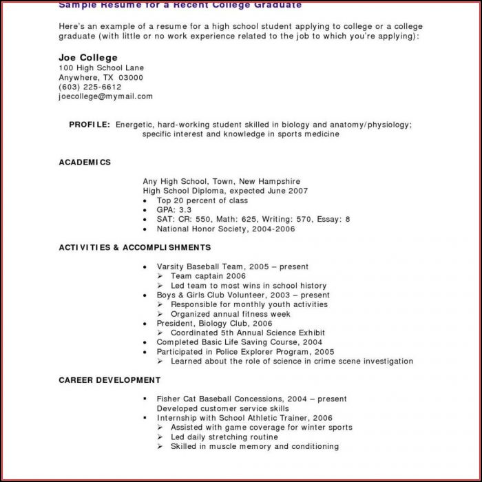Free Resume Template For High School Student With No Work Experience Free Resume Template For High School Student With No Work Experience