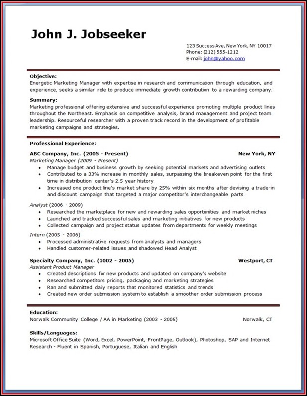 Free Resume Template Word Document Download Free Resume Template Word Document Download