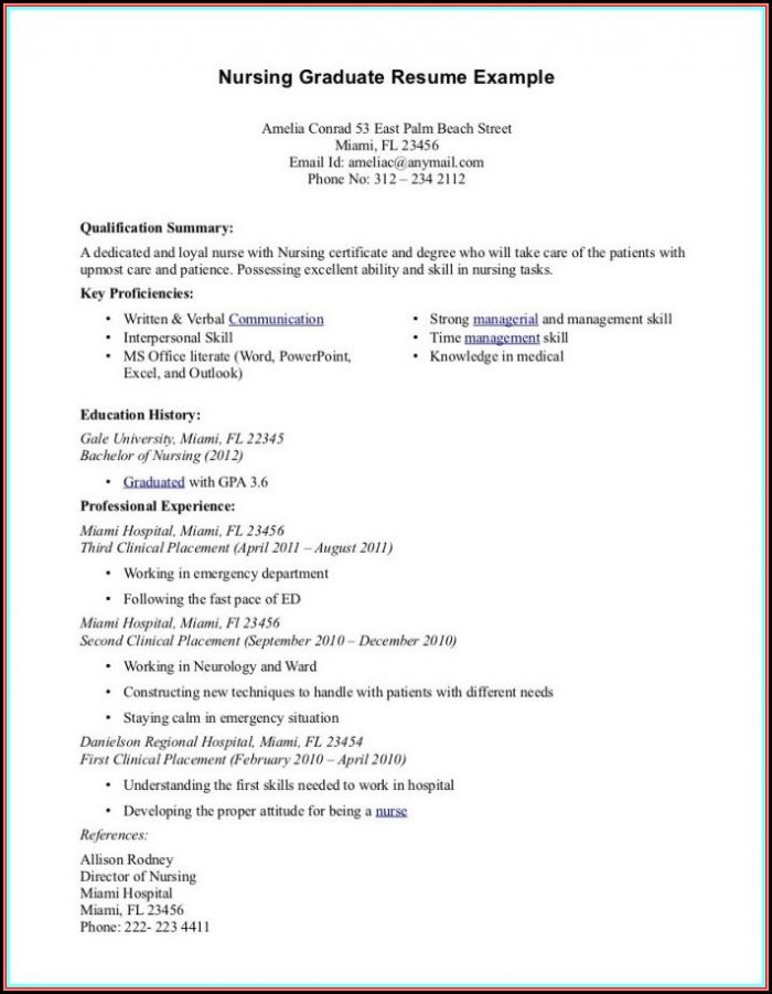 Free Resume Templates For New Graduate Nurses Free Resume Templates For New Graduate Nurses