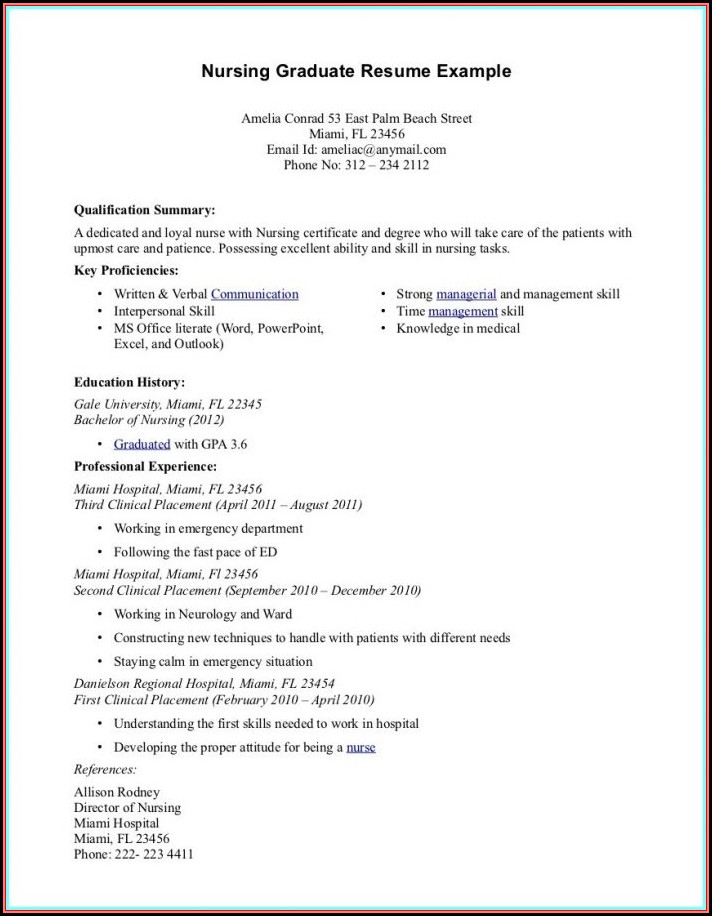 Free Resume Templates For New Graduate Nurses Resume Resume