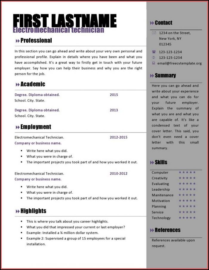 Free Resume Templates Microsoft Word Download Free Resume Templates Microsoft Word Download