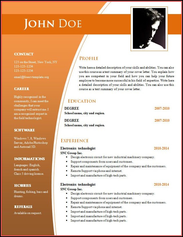 Free Resume Word Document Templates Free Resume Word Document Templates