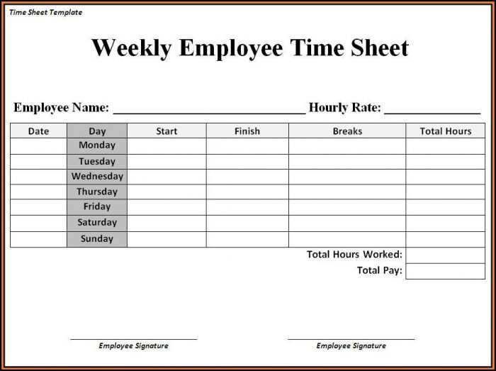 Free Templates For Timesheets Free Templates For Timesheets