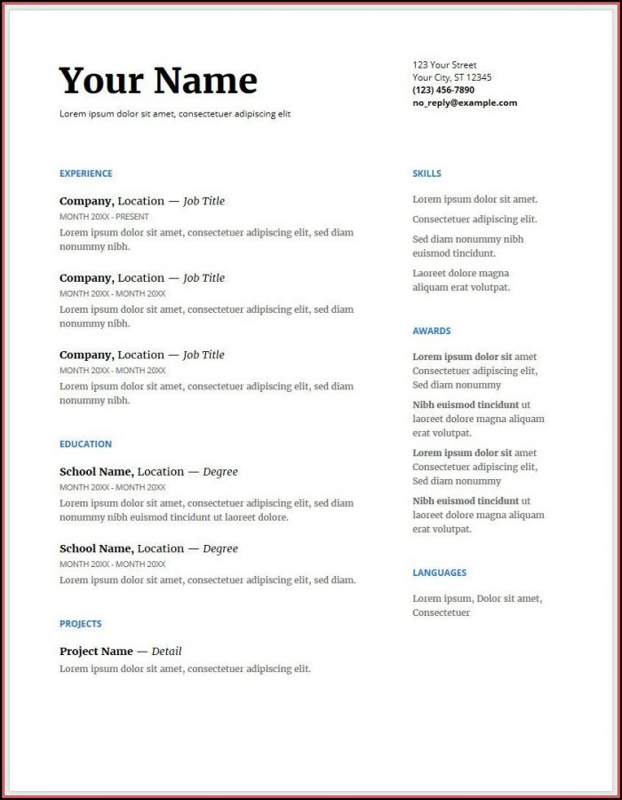 Google Doc Free Resume Template Google Doc Free Resume Template