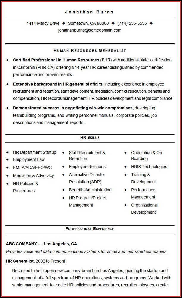Hr Resume Templates Free Download Hr Resume Templates Free Download