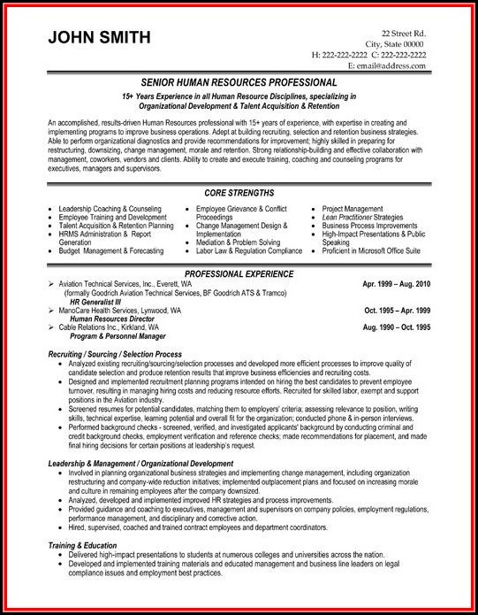 Human Resources Manager Resume Examples Free Human Resources Manager Resume Examples Free