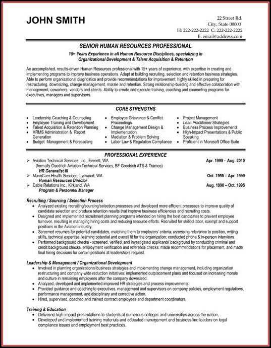 Human Resources Resume Templates Free Human Resources Resume Templates Free