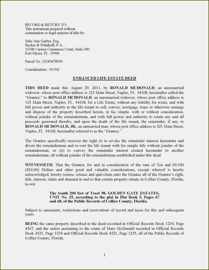 Florida Enhanced Life Estate Deed Form Florida Enhanced Life Estate Deed Form