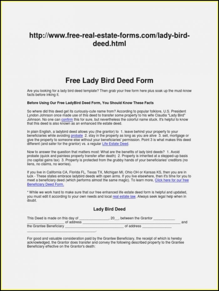 Florida Life Estate Deed Form Florida Life Estate Deed Form