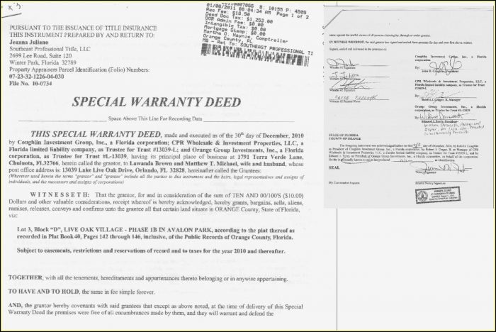 Florida Limited Warranty Deed Form Florida Limited Warranty Deed Form