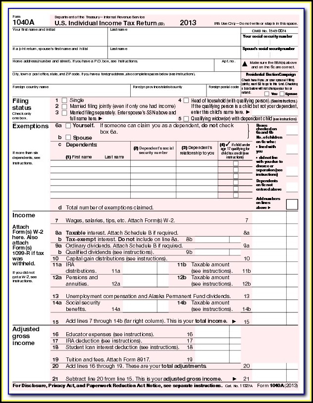 Form 1040a 2013 Instructions Form 1040a 2013 Instructions