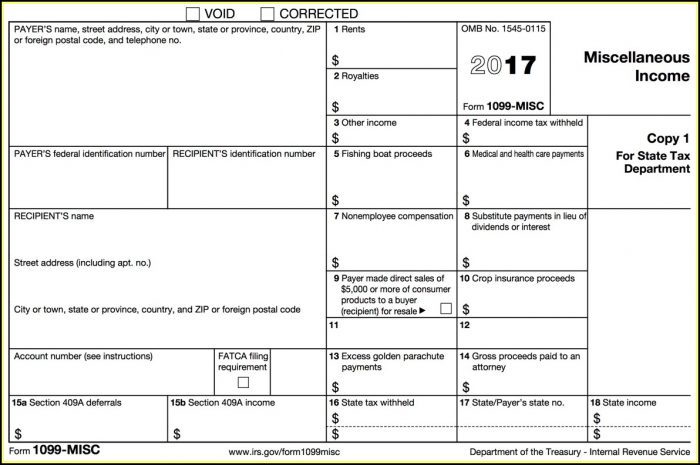 Form 1099 Misc Printable 2017 Form 1099 Misc Printable 2017