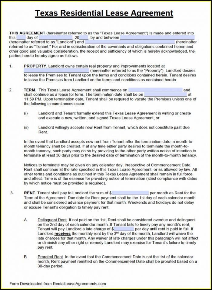 Free Blank Lease Agreement Form Texas Free Blank Lease Agreement Form Texas