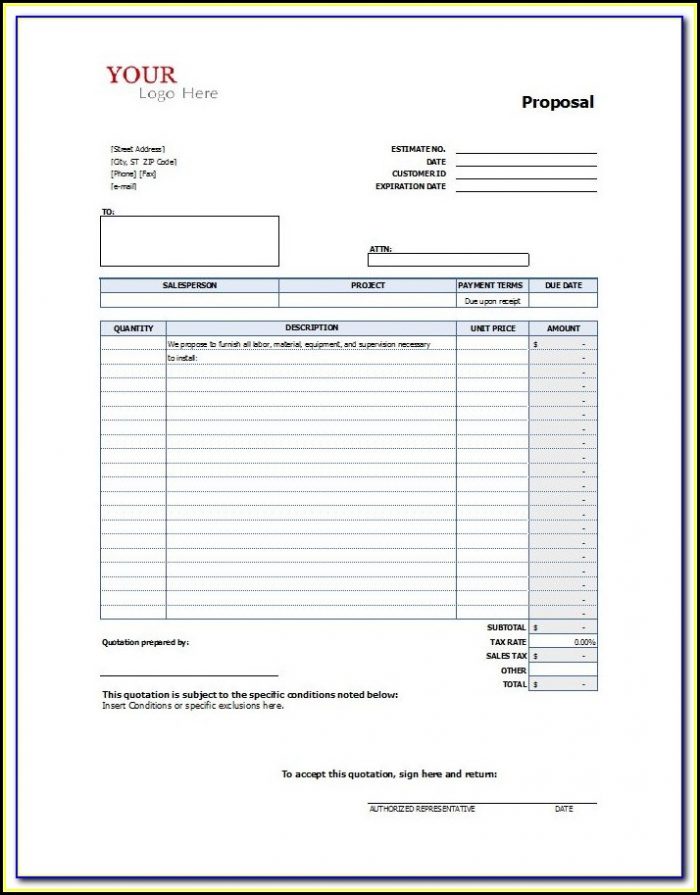 Free Construction Proposal Forms Downloads Free Construction Proposal Forms Downloads