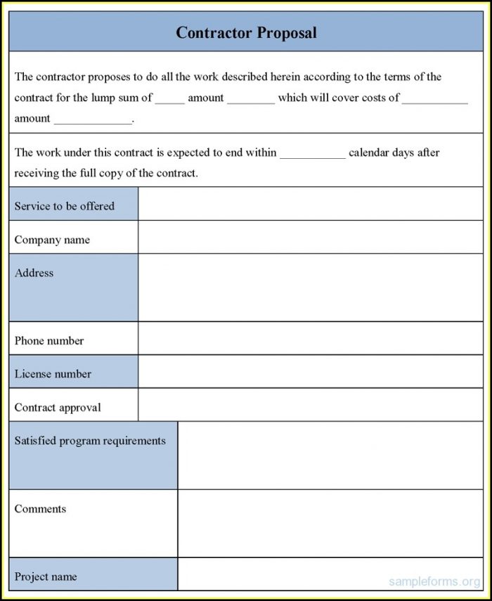 Free Contractor Proposal Forms Templates Free Contractor Proposal Forms Templates