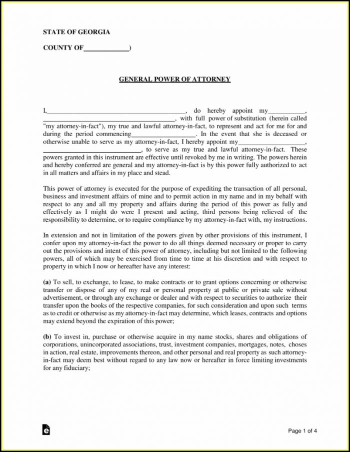 Free Financial Power Of Attorney Form Georgia Free Financial Power Of Attorney Form Georgia