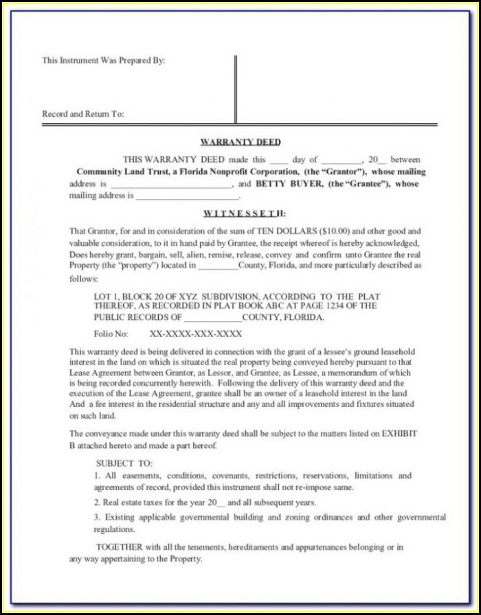 Free Florida Warranty Deed Template Free Florida Warranty Deed Template