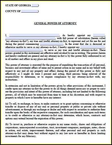 Free General Power Of Attorney Form Georgia Free General Power Of Attorney Form Georgia