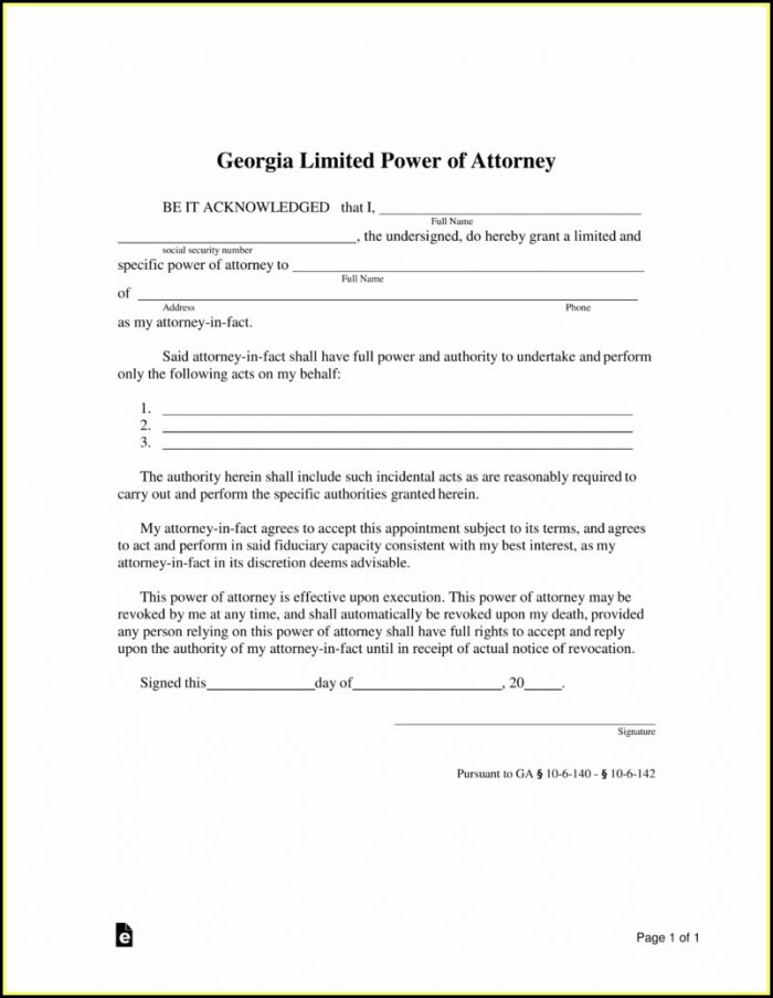 Free Limited Power Of Attorney Form Georgia Free Limited Power Of Attorney Form Georgia