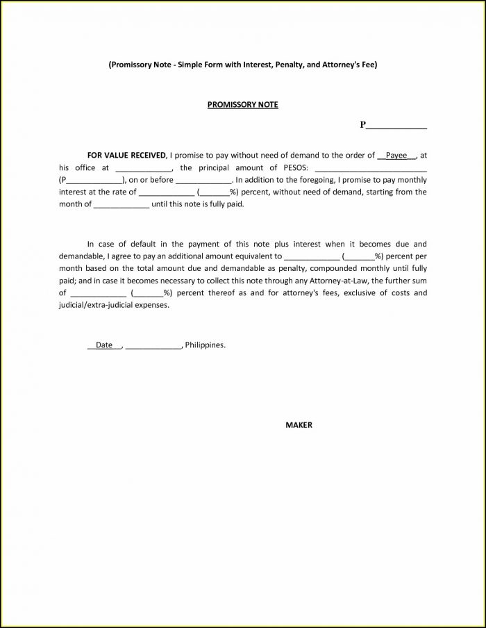 Free Online Blank Promissory Note Form Free Online Blank Promissory Note Form