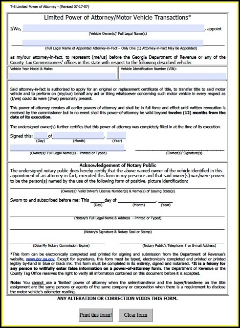 Free Power Of Attorney Form Ga Free Power Of Attorney Form Ga