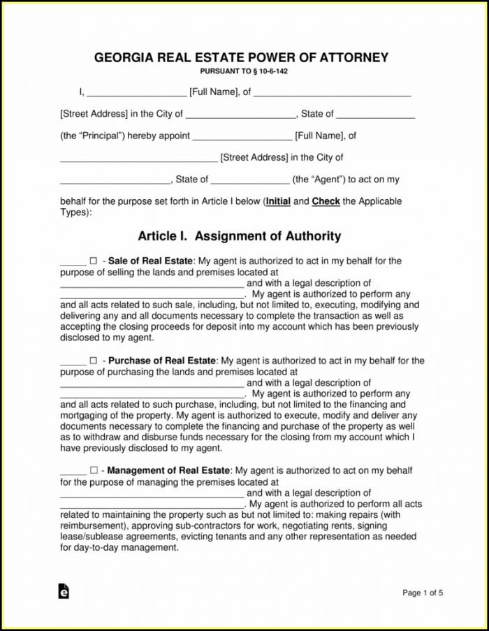 Free Power Of Attorney Form Georgia Real Estate Free Power Of Attorney Form Georgia Real Estate