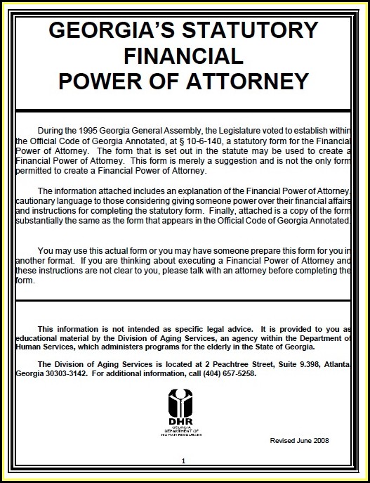 Free Power Of Attorney Form Georgia Free Power Of Attorney Form Georgia