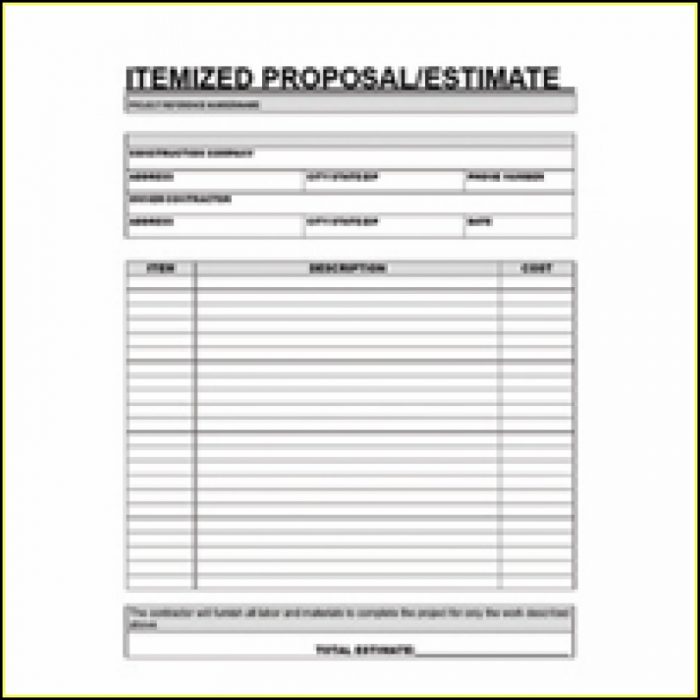 Free Printable Contractor Proposal Forms Free Printable Contractor Proposal Forms