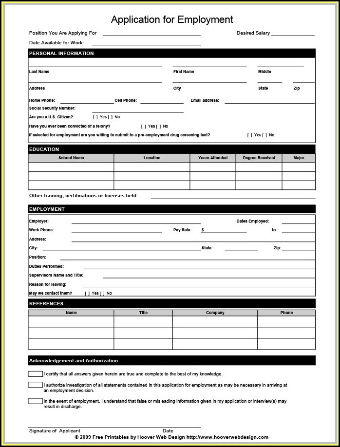 Free Printable Job Application Form Pdf Free Printable Job Application Form Pdf