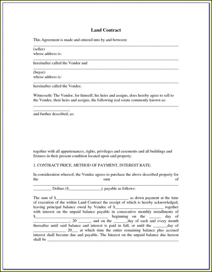 Free Printable Land Contract Forms Indiana Free Printable Land Contract Forms Indiana