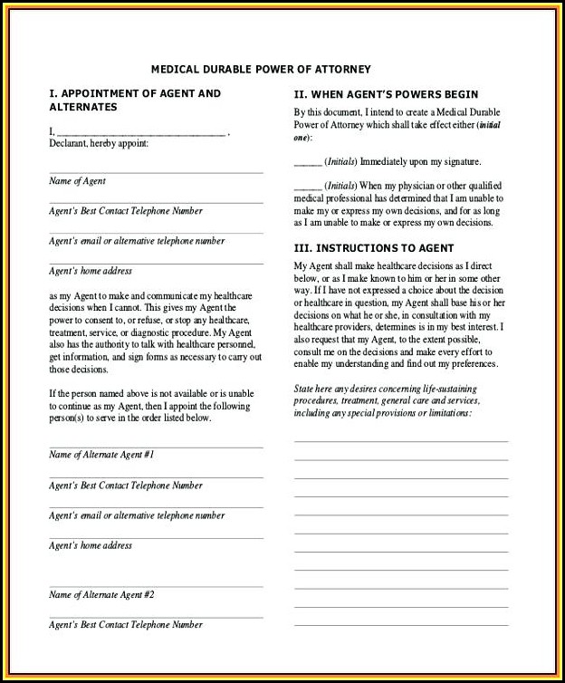 Free Printable Medical Power Of Attorney Form California Free Printable Medical Power Of Attorney Form California