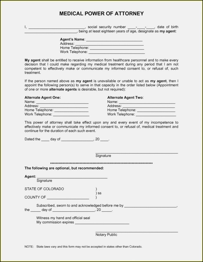 Free Printable Medical Power Of Attorney Forms Free Printable Medical Power Of Attorney Forms