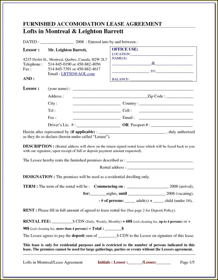 Free Printable Rental Agreement Forms Alberta Free Printable Rental Agreement Forms Alberta