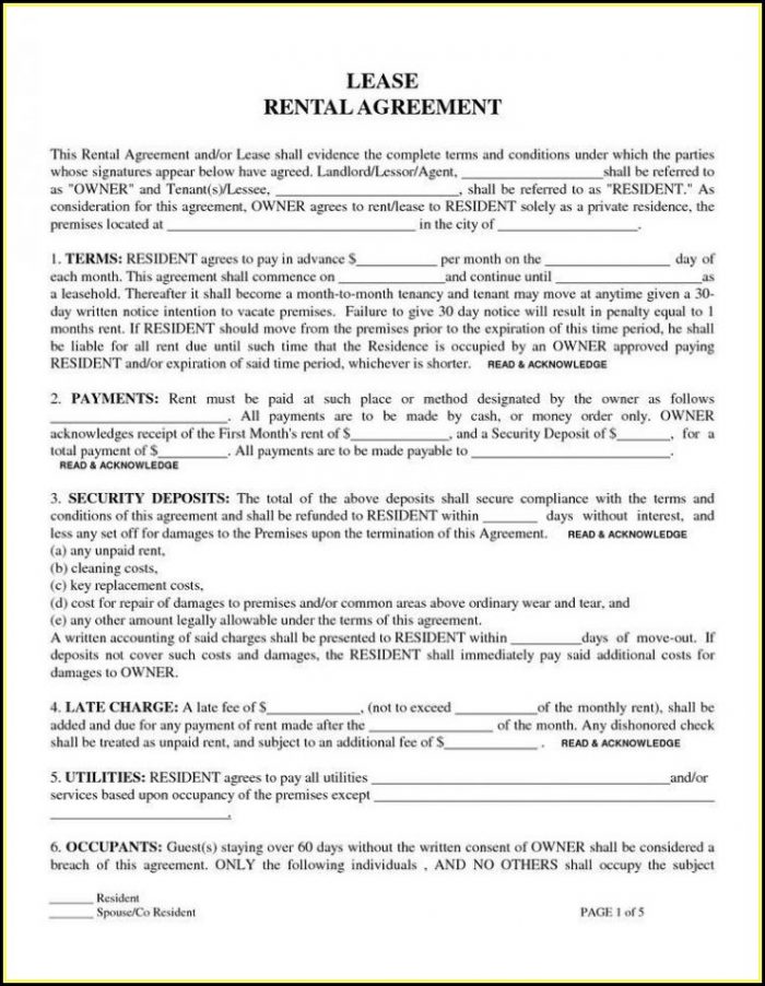Free Printable Renters Agreement Form Free Printable Renters Agreement Form