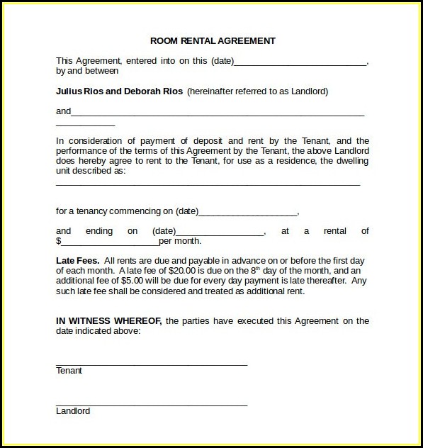 Free Printable Room Rental Agreement Forms Free Printable Room Rental Agreement Forms