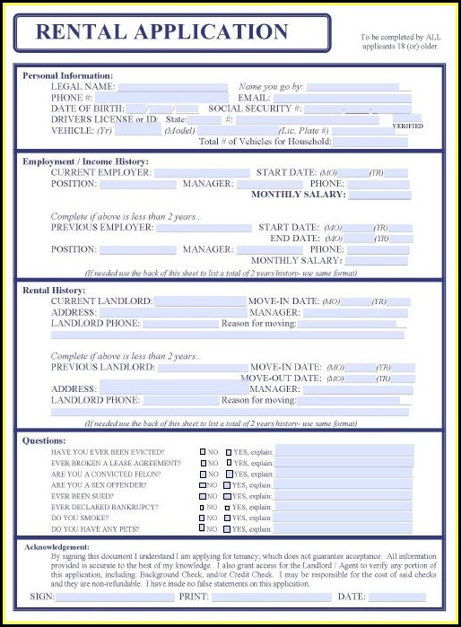 Free Rental Application Form Printable Free Rental Application Form Printable