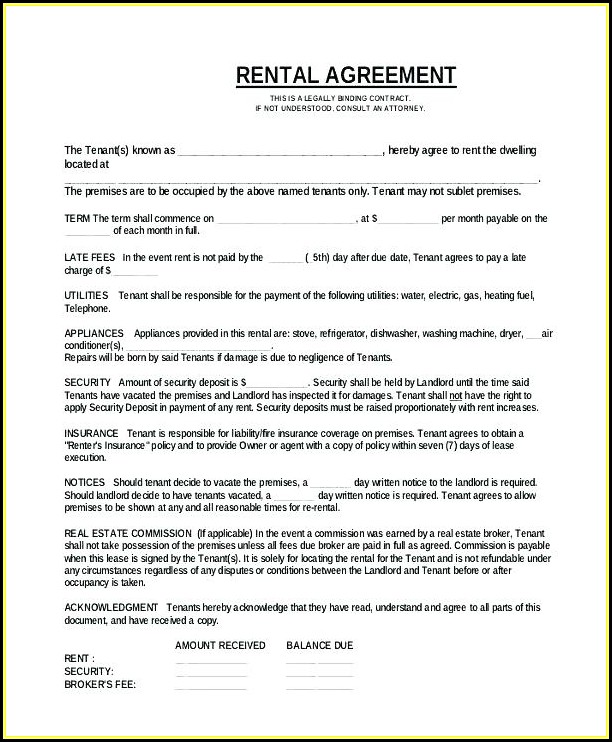 Free Sample Rental Agreement Forms To Print Free Sample Rental Agreement Forms To Print