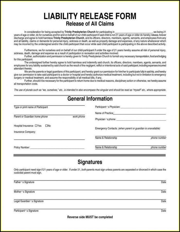 General Liability Waiver Form General Liability Waiver Form