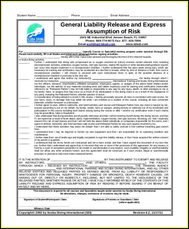 General Liability Waiver Form Pdf General Liability Waiver Form Pdf