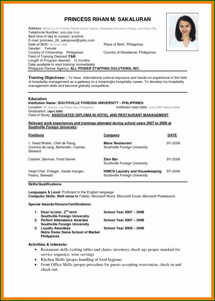 International Standard Resume Format Doc International Standard Resume Format Doc