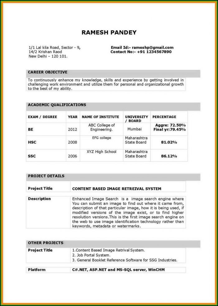 Job Resume Format Free Download In Ms Word Job Resume Format Free Download In Ms Word