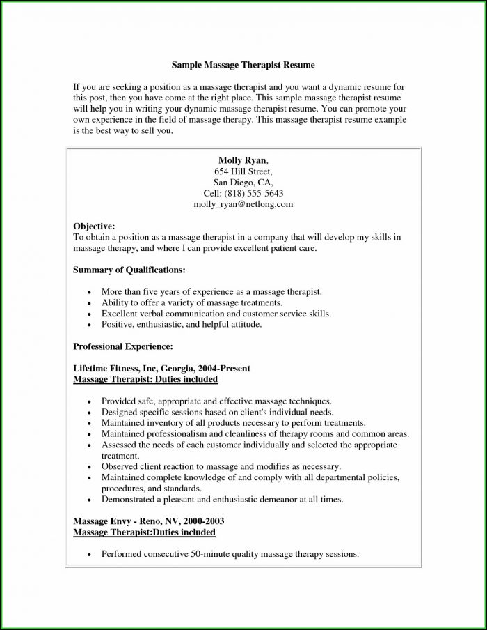 Massage Therapist Resume Objective Massage Therapist Resume Objective