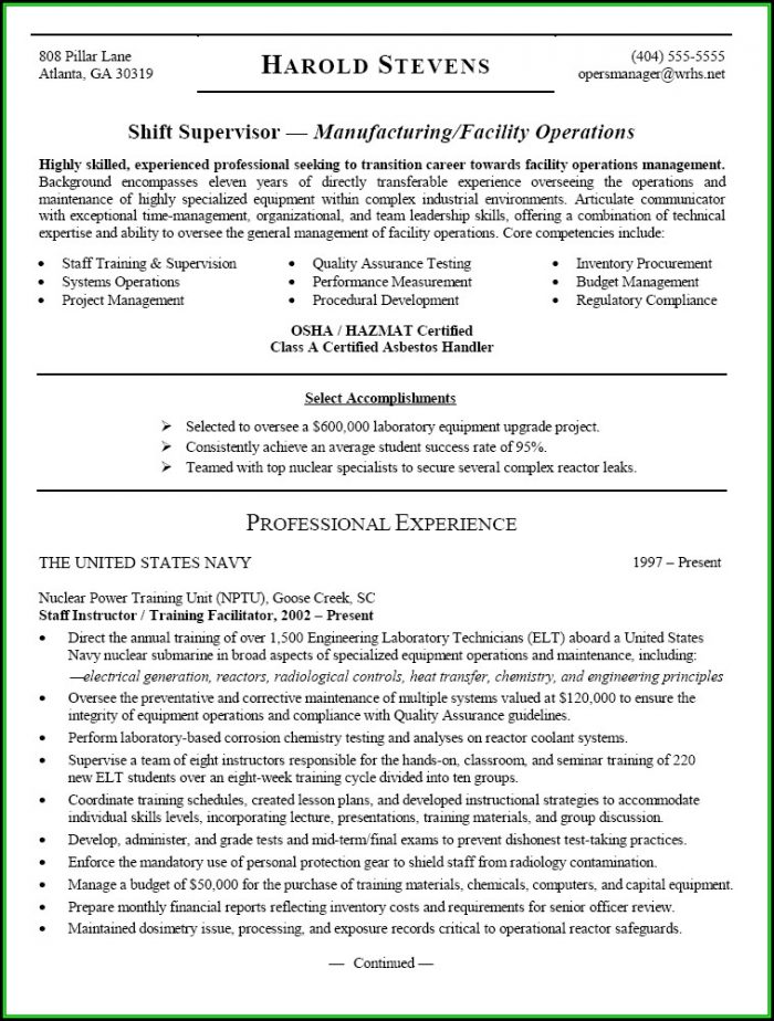 Military Transition Resume Templates Military Transition Resume Templates
