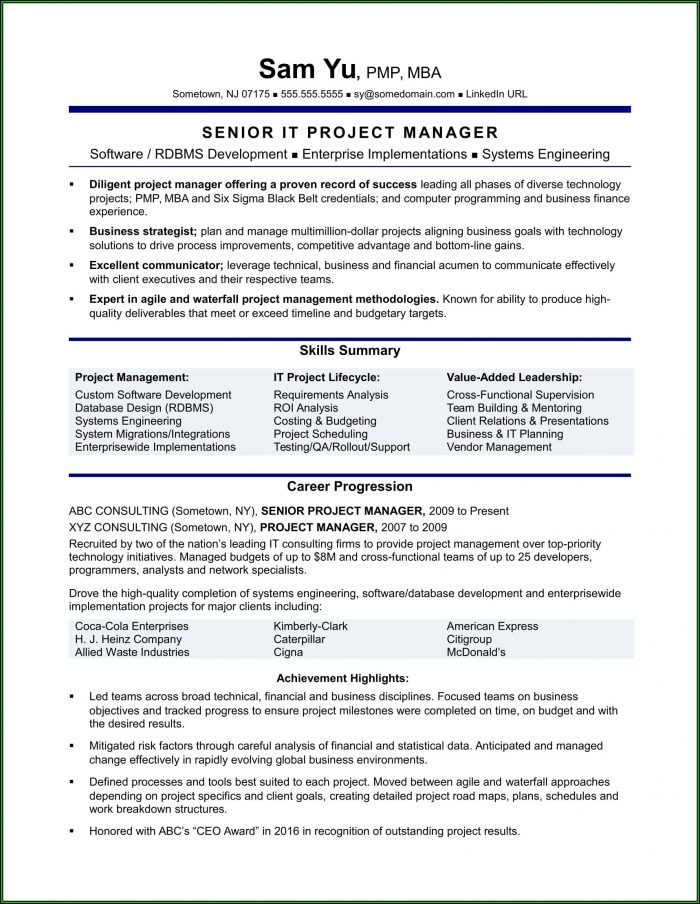 Modern Resume Template For Project Manager Modern Resume Template For Project Manager