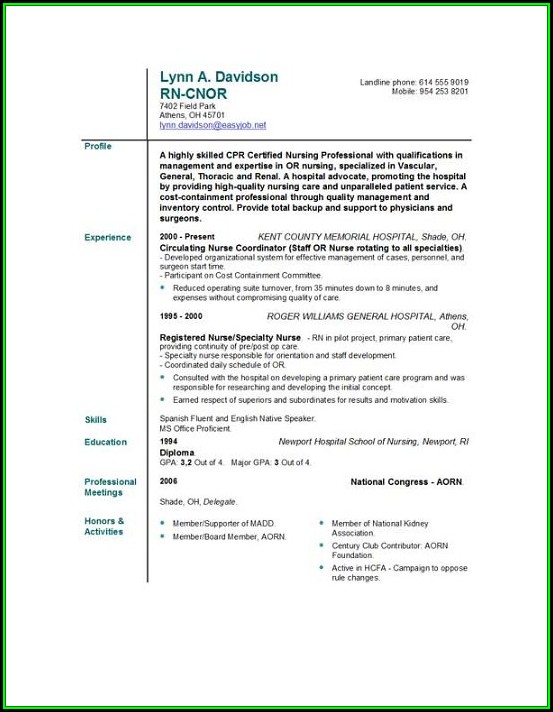 Nurse Resume Template Free Download Nurse Resume Template Free Download