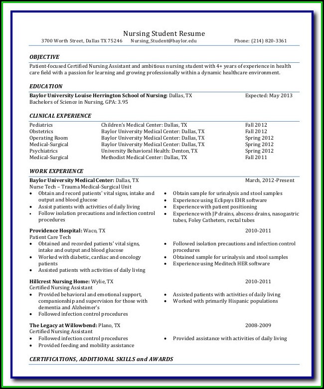Nursing Student Resume Template Free Nursing Student Resume Template Free