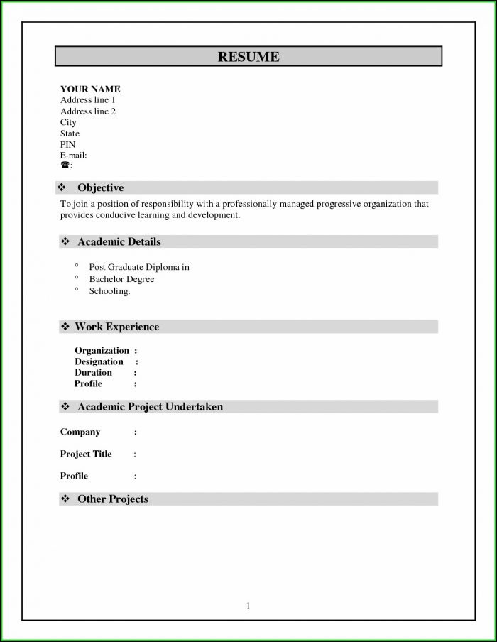 Pdf Resume Format Free Download Pdf Resume Format Free Download
