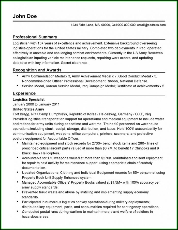 Professional Military Resume Templates Professional Military Resume Templates