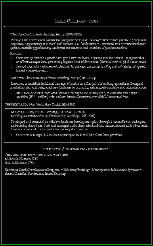 Resume Example For Banking Jobs Resume Example For Banking Jobs