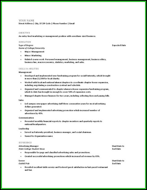 Resume For College Graduate Template Resume For College Graduate Template